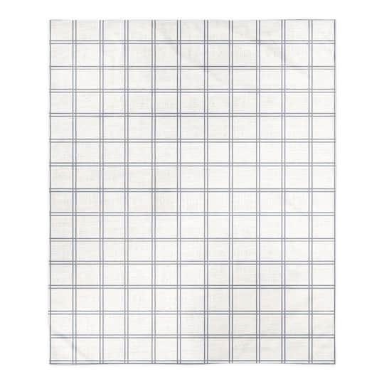 Slate Windowpane Sherpa Fleece Blanket